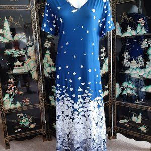 Border & Random Print Maxi Dress